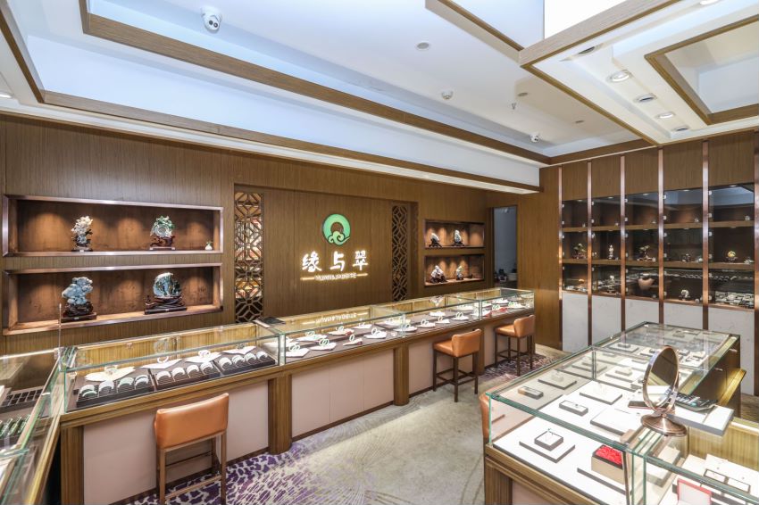 缘与翠门店柜台与墙面陈列